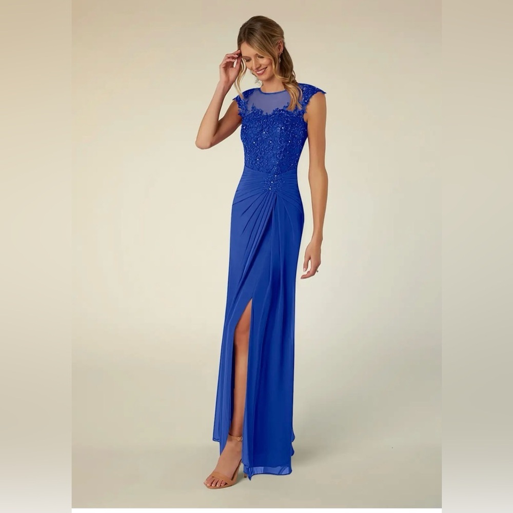 JJ’S house Royal Blue A-Line Sequins Chiffon maxi Dress Size:XL - Picture 3 of 16